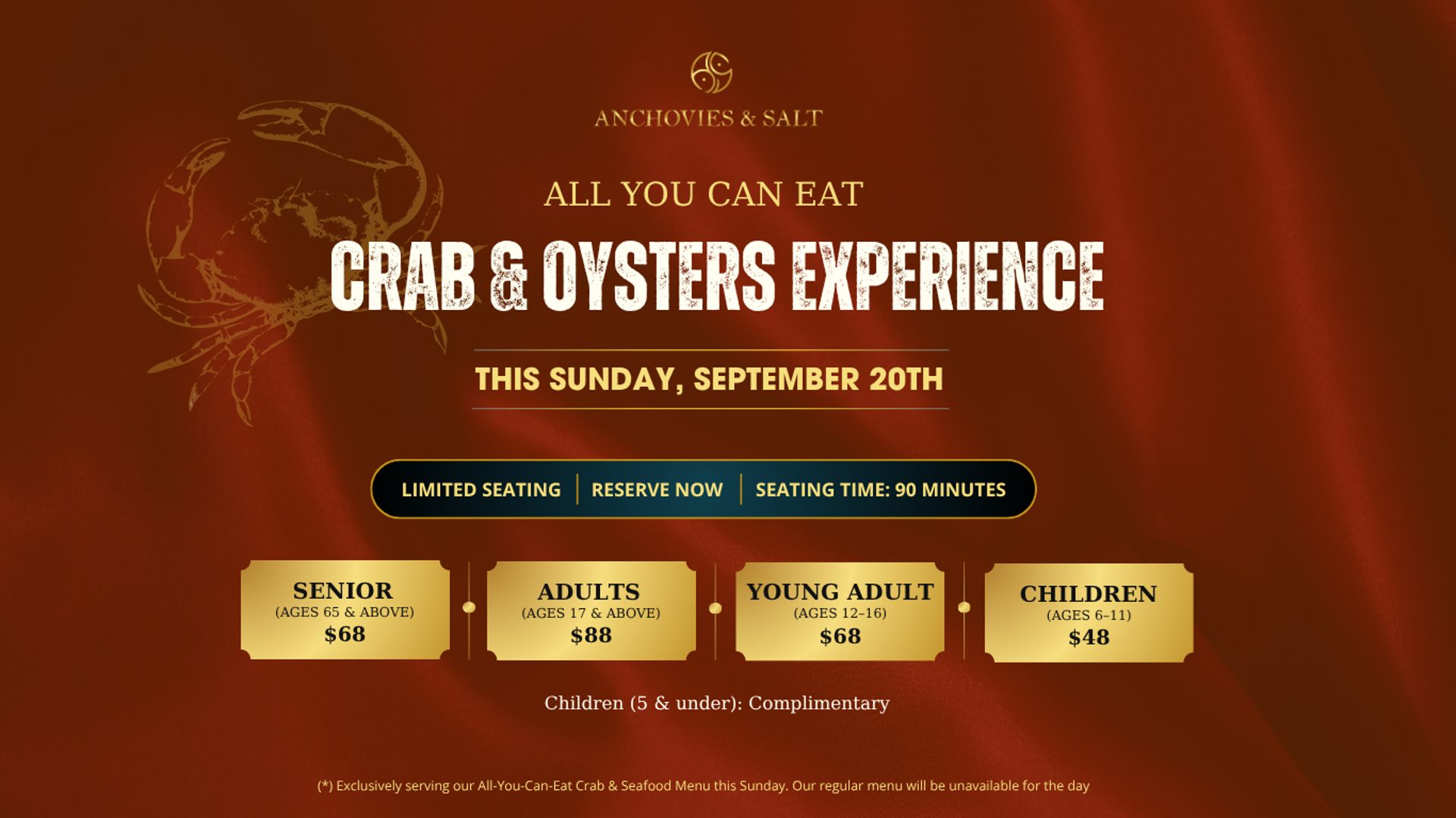 An Invitation to Our Exclusive All-You-Can-Eat Crab & Oysters Experience